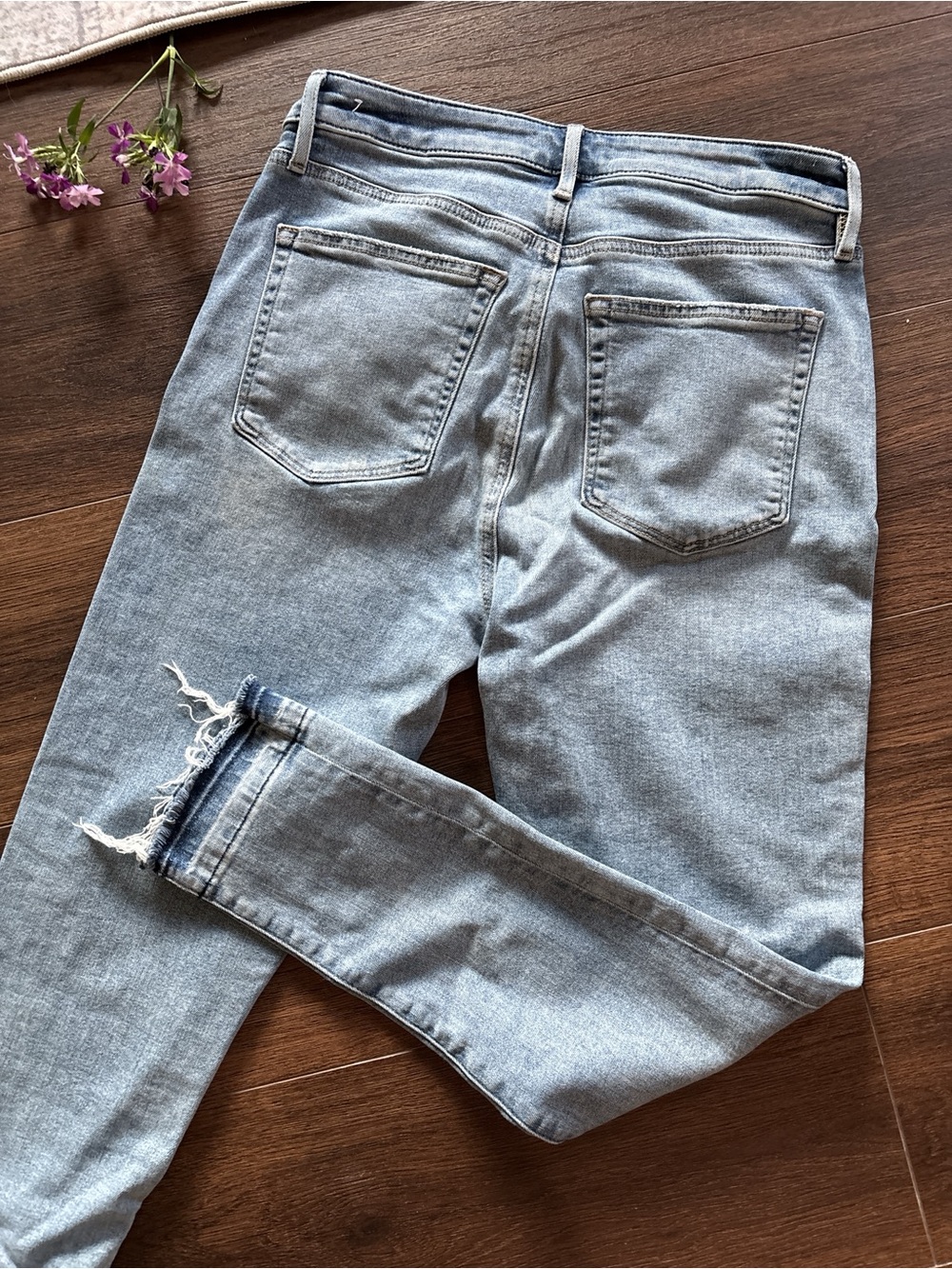 LOFT Distressed Light Blue Denim Skinny Jeans - Picture 2 of 4